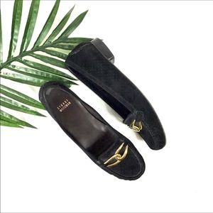 STUART WEITZMAN Black Suede Moccasin Loafers Flats